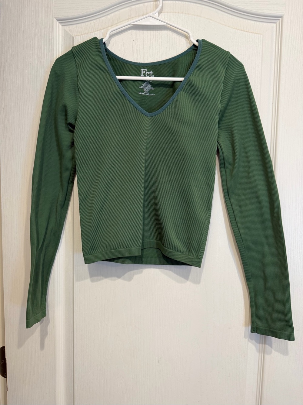 Fct Women's Olive Green V-Neck Long Sleeve Top